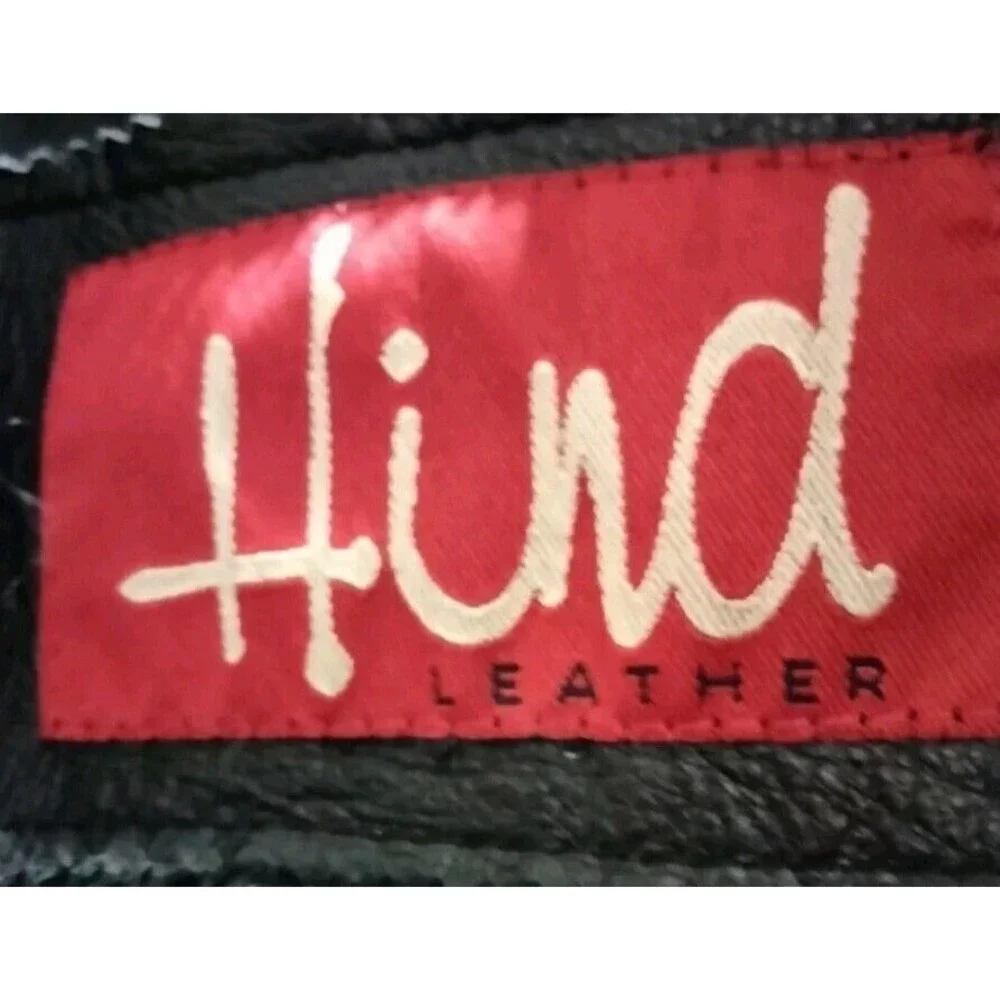 Hind Men's Black Leather Overcoat Jacket Large Smooth Quality - Picture 3 of 4